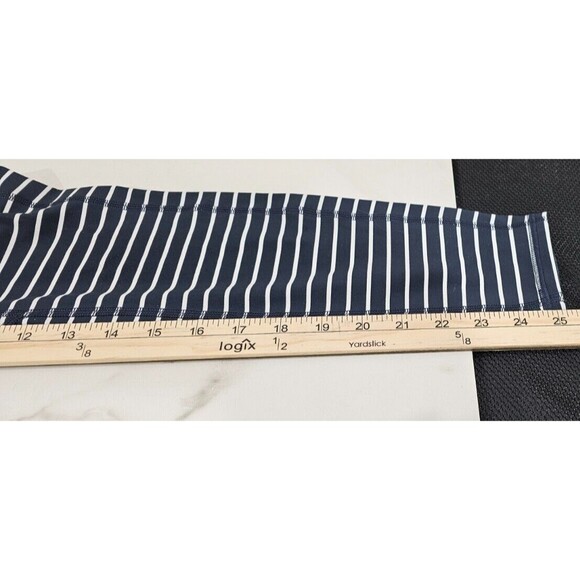 Athleta Womens Leggings Contender Powerlift 7/8 Pockets Navy Striped Yoga Gym XS - Picture 14 of 16